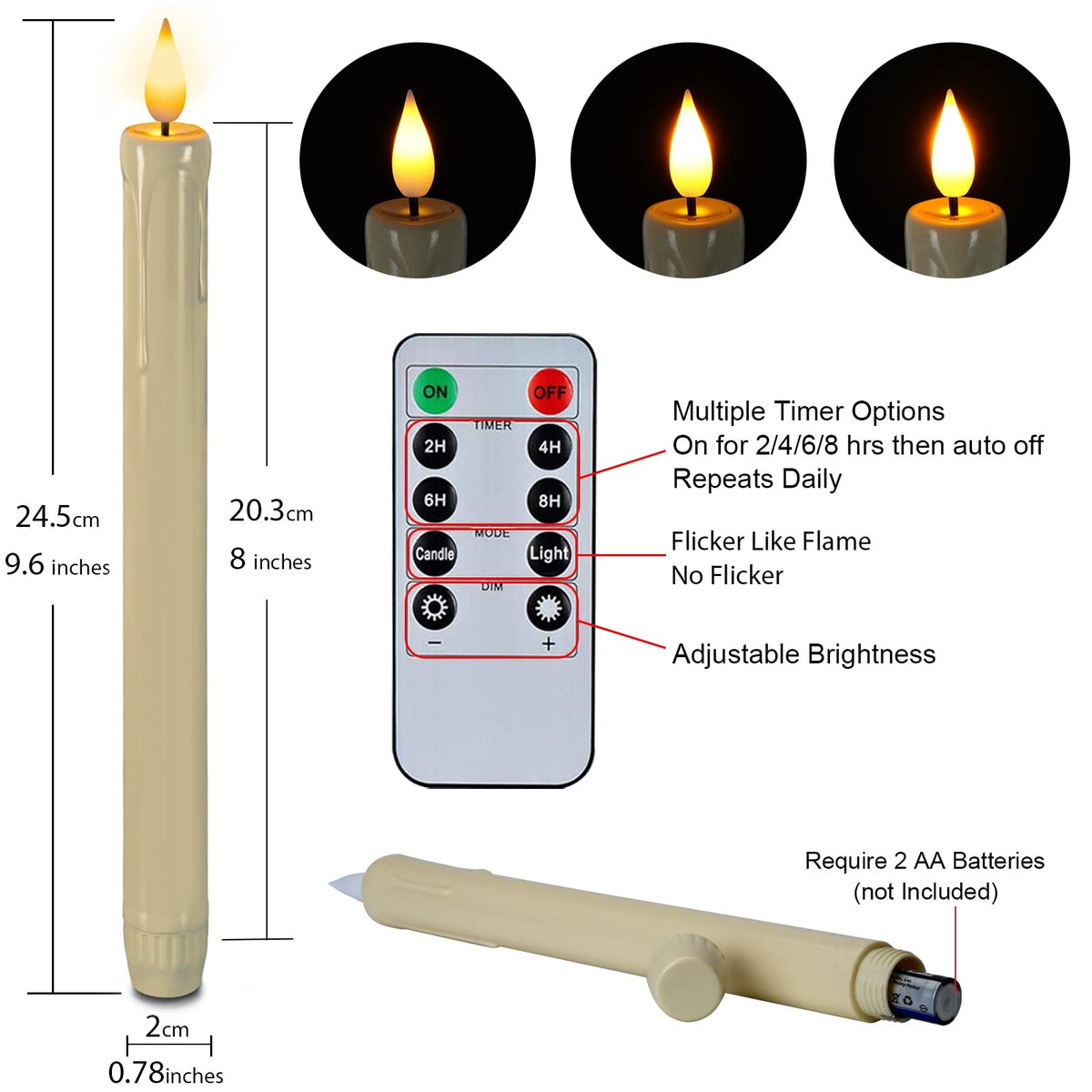 Homemory 9.6 inch ivory taper candle offering long lasting ambiance