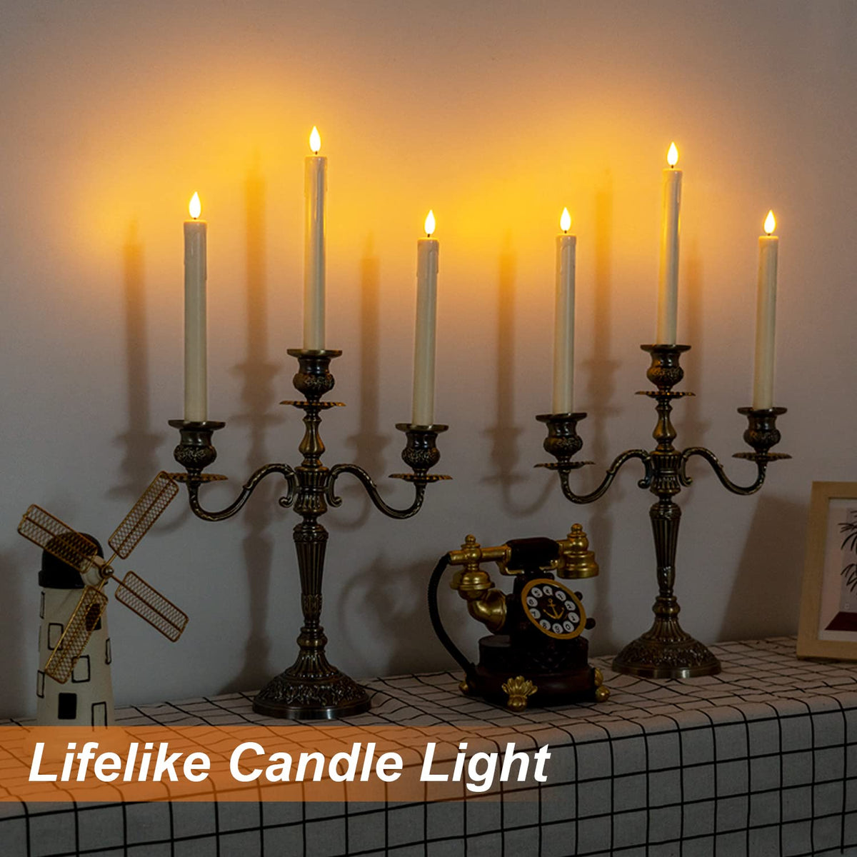 Homemory 3D flame taper candle with realistic glow and safety