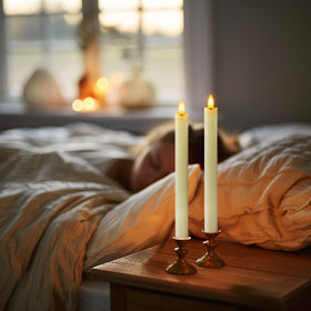 Remote dimmer and timer control for customizable lighting on Homemory tapers.