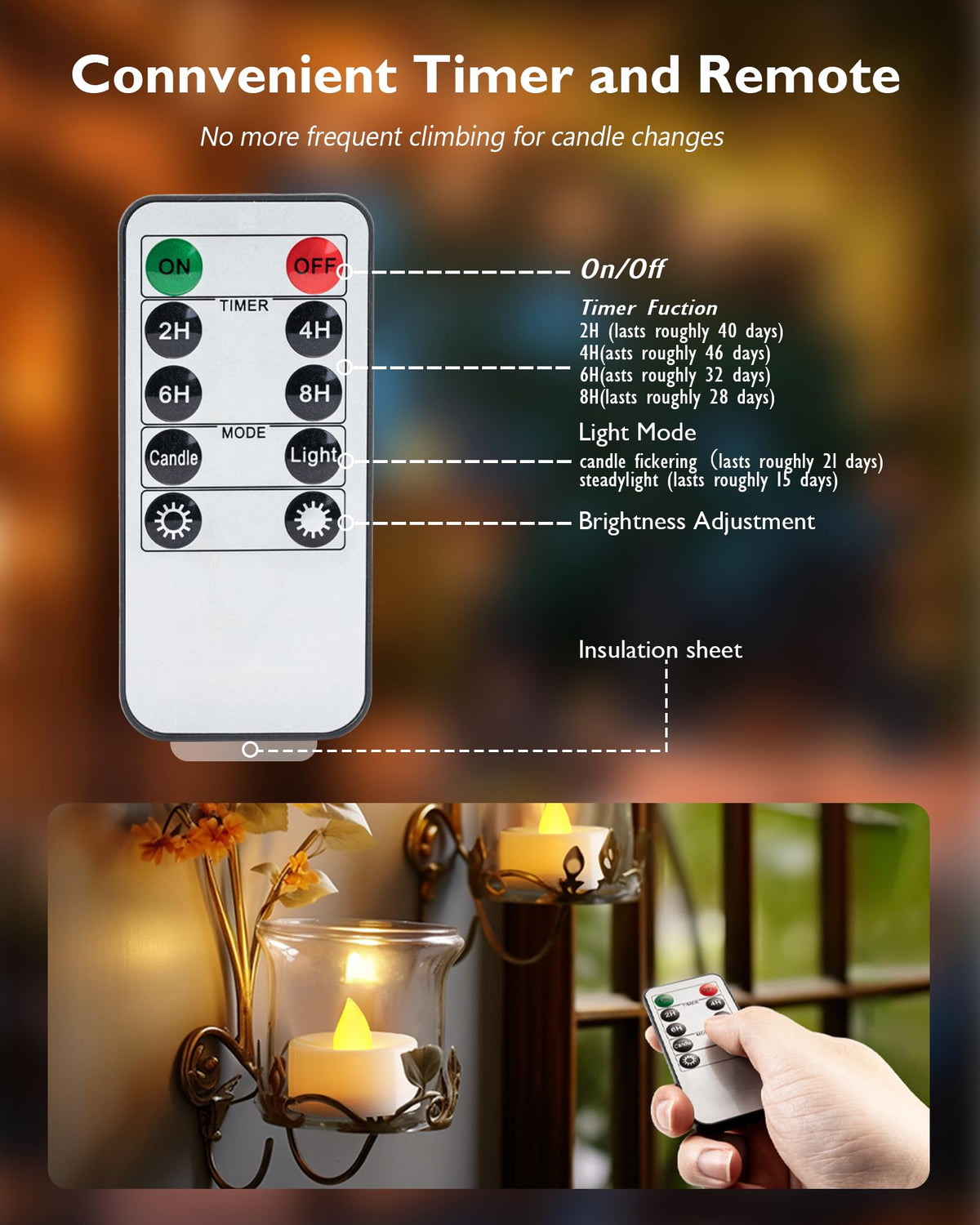 Homemory bedroom tea light providing relaxing, soft illumination.