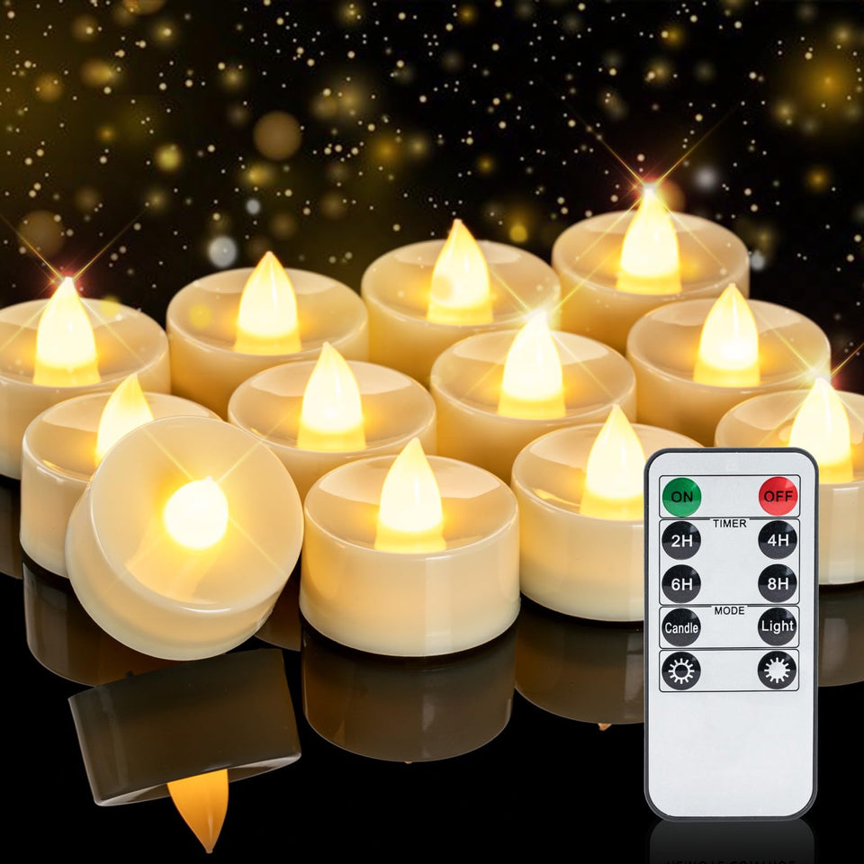 Homemory tea light remote control provides effortless on/off for cozy ambience.