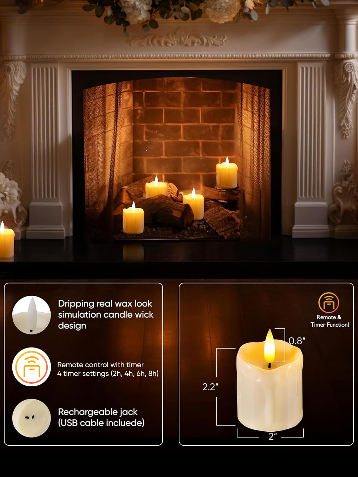 Homemory warm-white tealight with USB charging for reusable ambiance.
