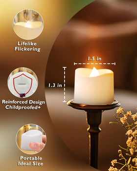 Homemory timer tea lights warm glow closeup offers candle-like ambiance without wax mess.