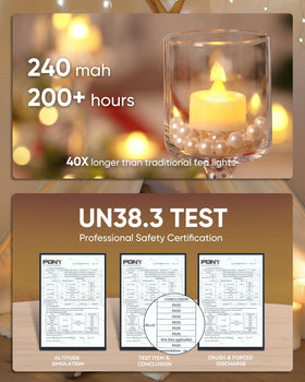 Homemory tea light uses UN38.8 certified batteries for safer lighting