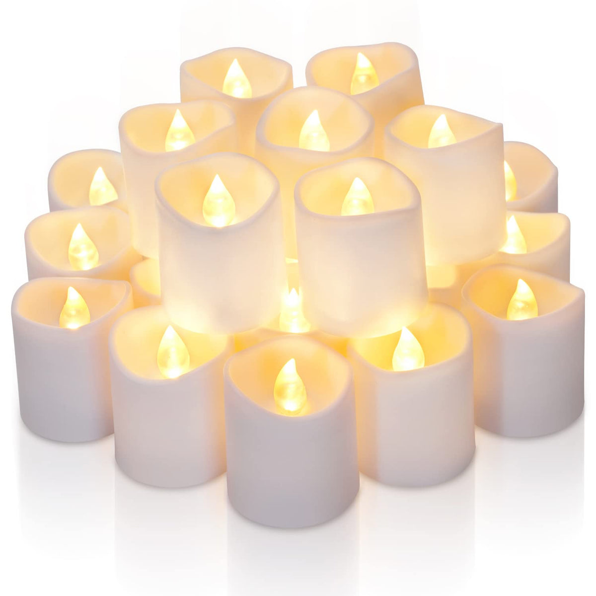 Homemory warm white timer LED votive candles for table decor.