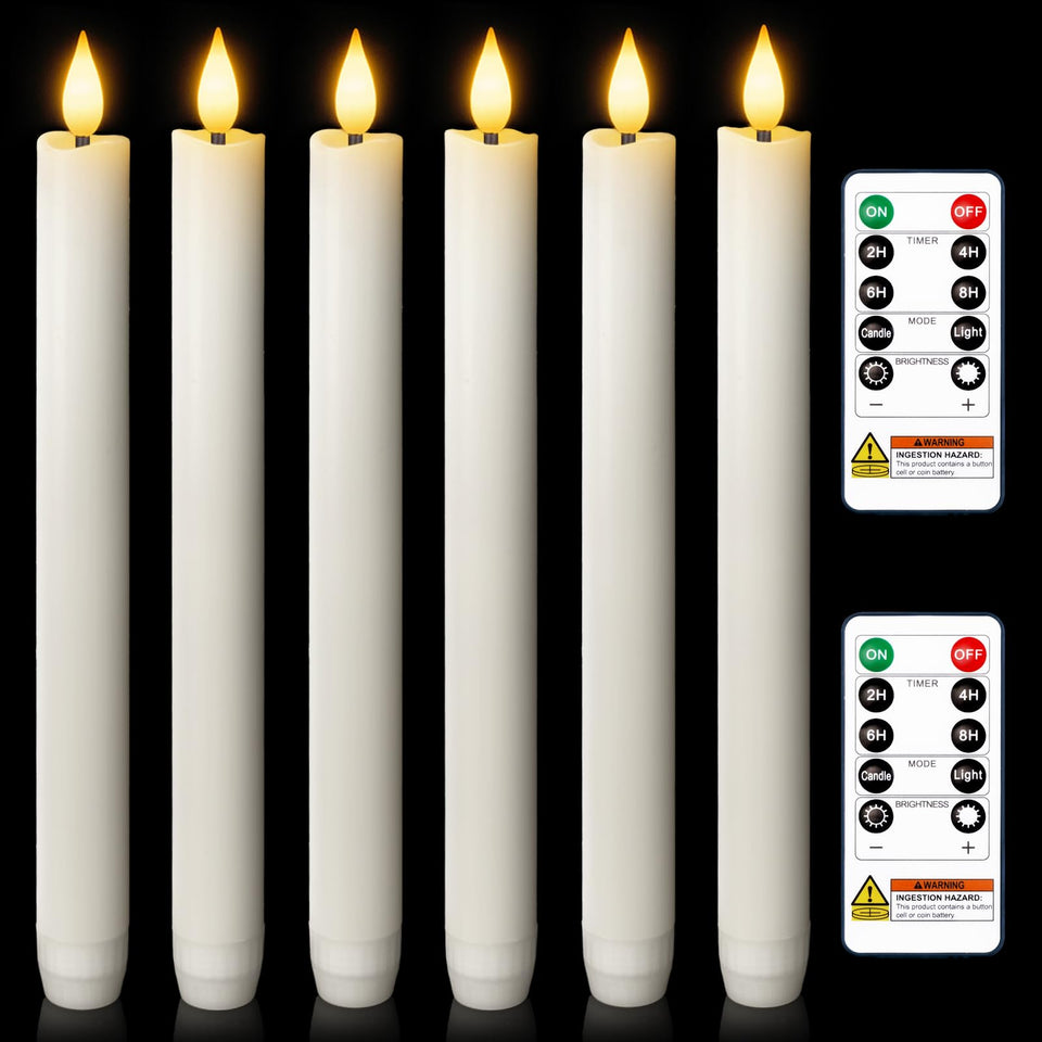 Homemory wax flameless taper candles in 9.6 inches providing warm ambience