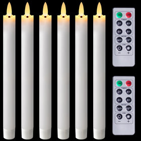 Homemory waxy flameless taper candles with remote dimmer for cozy ambience.