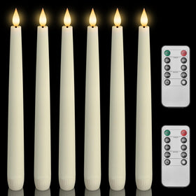 Homemory 9.6-inch waxy taper candle with flicker for cozy evenings