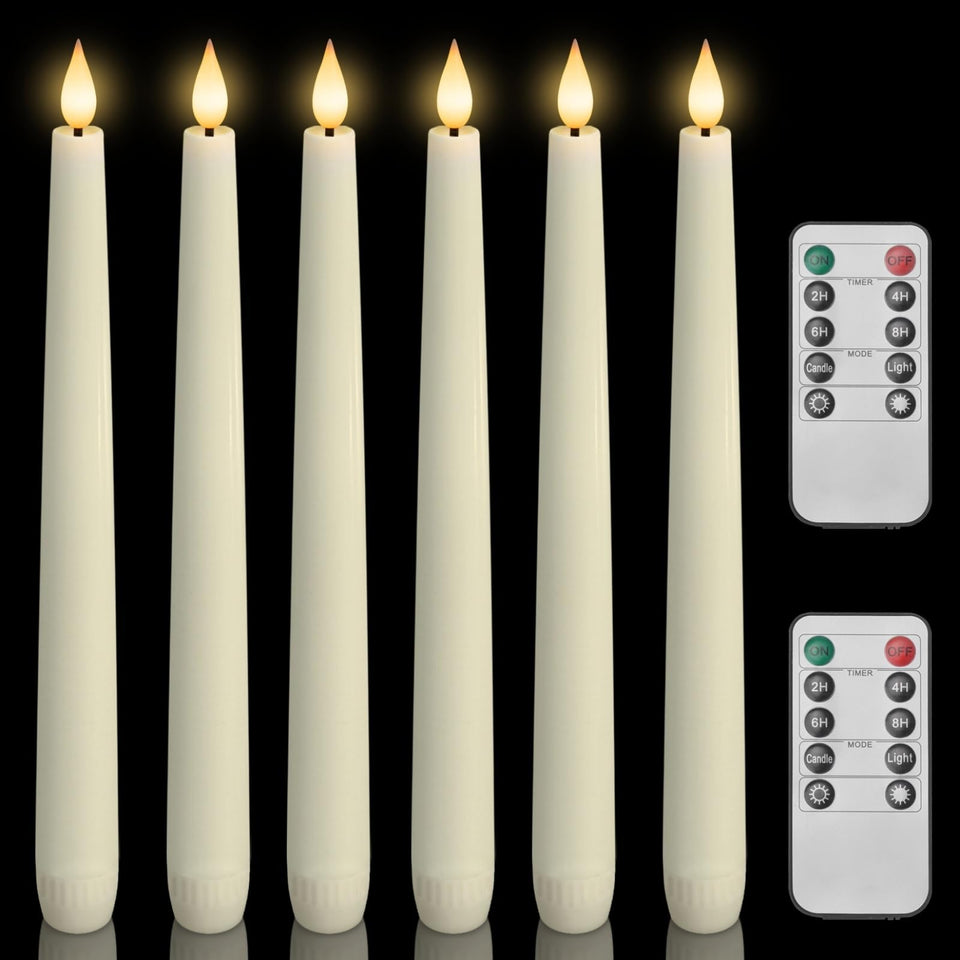 Homemory 9.6-inch waxy taper candle with flicker for cozy evenings