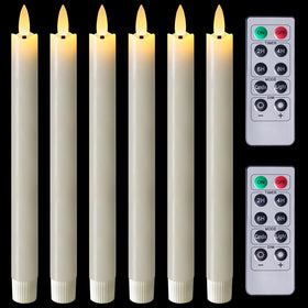 Homemory waxy ivory taper candle 9.6 inches with flickering LED flame for safe ambient lighting.