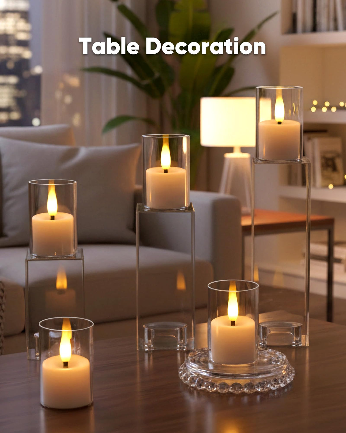 Homemory wedding centerpiece setup featuring reliable, flickering candlelight.