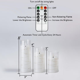 Homemory wedding decor using ivory flameless candles in lanterns