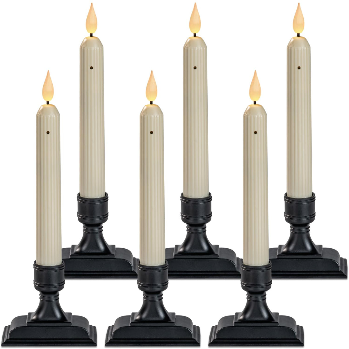 Homemory window candles with dusk-to-dawn sensor glow on a lit window