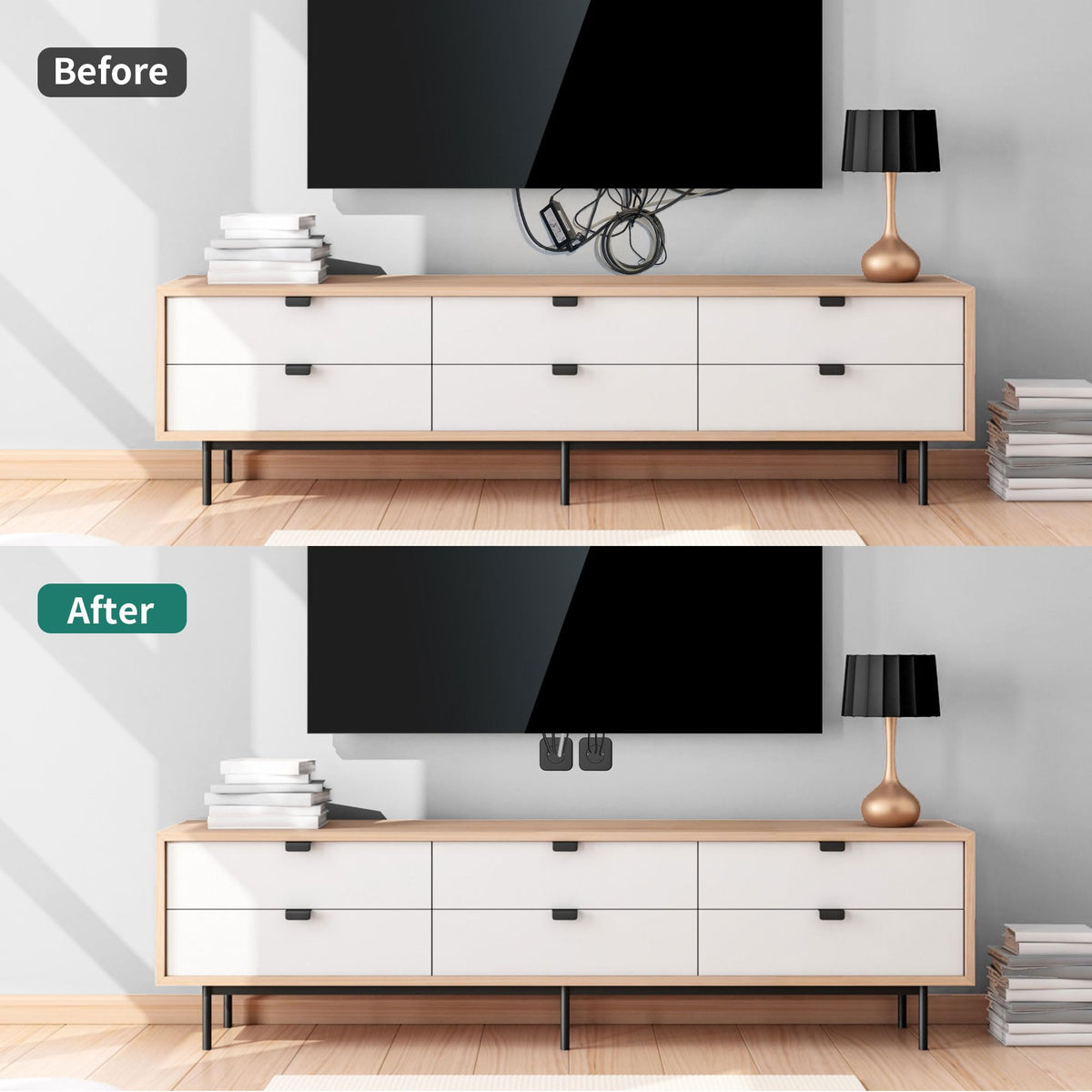 HomeMount paintable concealing kit blends with wall color