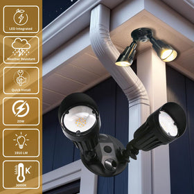 HOMEnhancements dual-head adjustable spotlight for broader outdoor coverage
