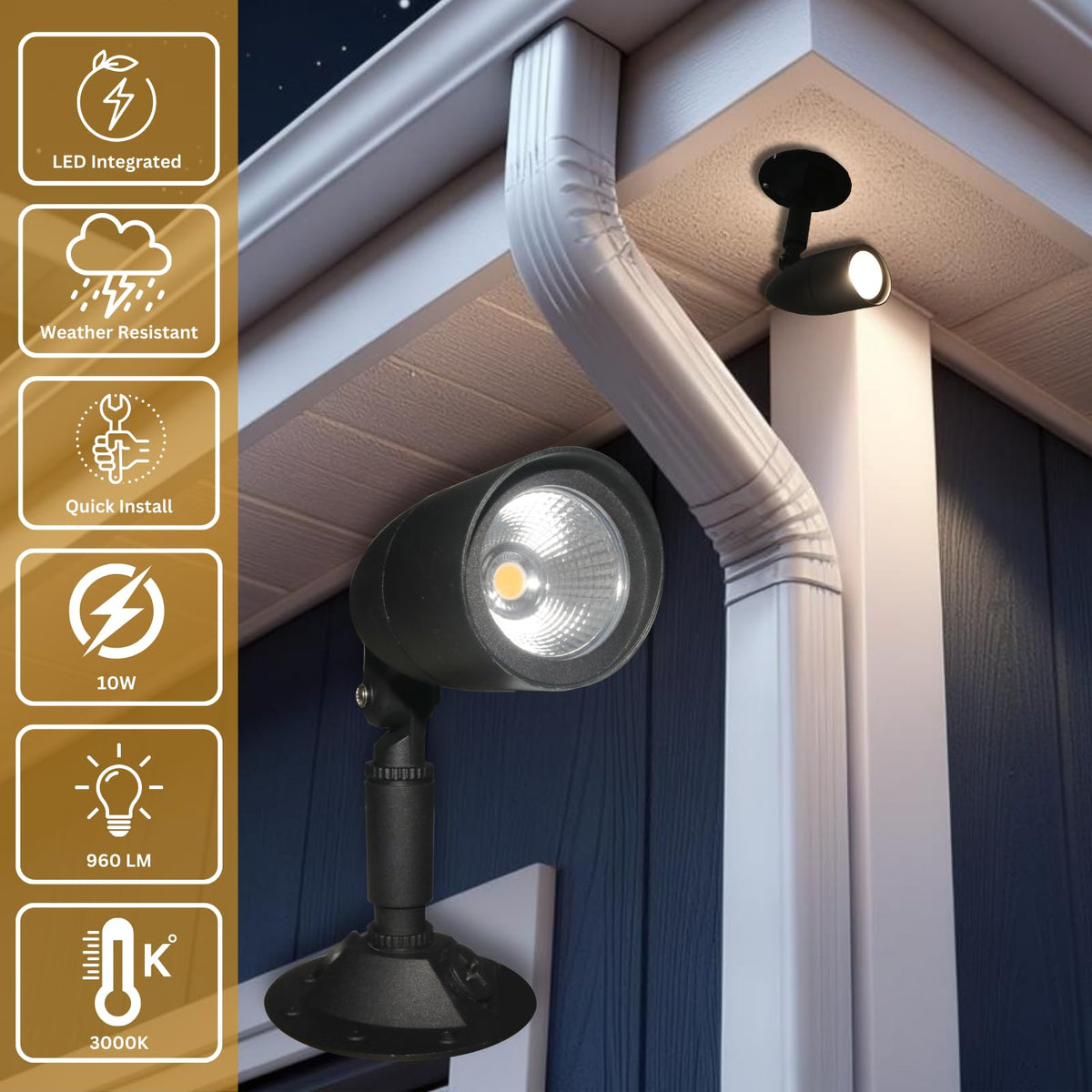 HOMEnhancements LED outdoor single bullet light side view lights walkways clearly.