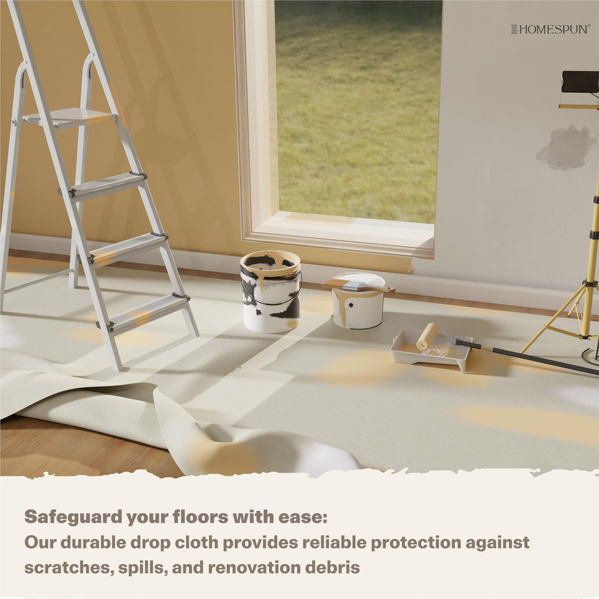 Homespun All-Purpose Protector keeps furniture safe from drips and dust.