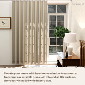 Homespun Drop Cloth 12x9 feet provides medium coverage for painting areas.