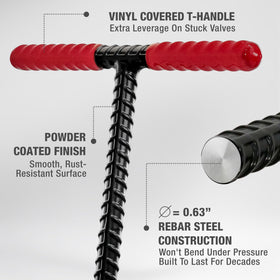 HOMESTEAD 9-inch vinyl T-handle enables extra leverage for stubborn valves