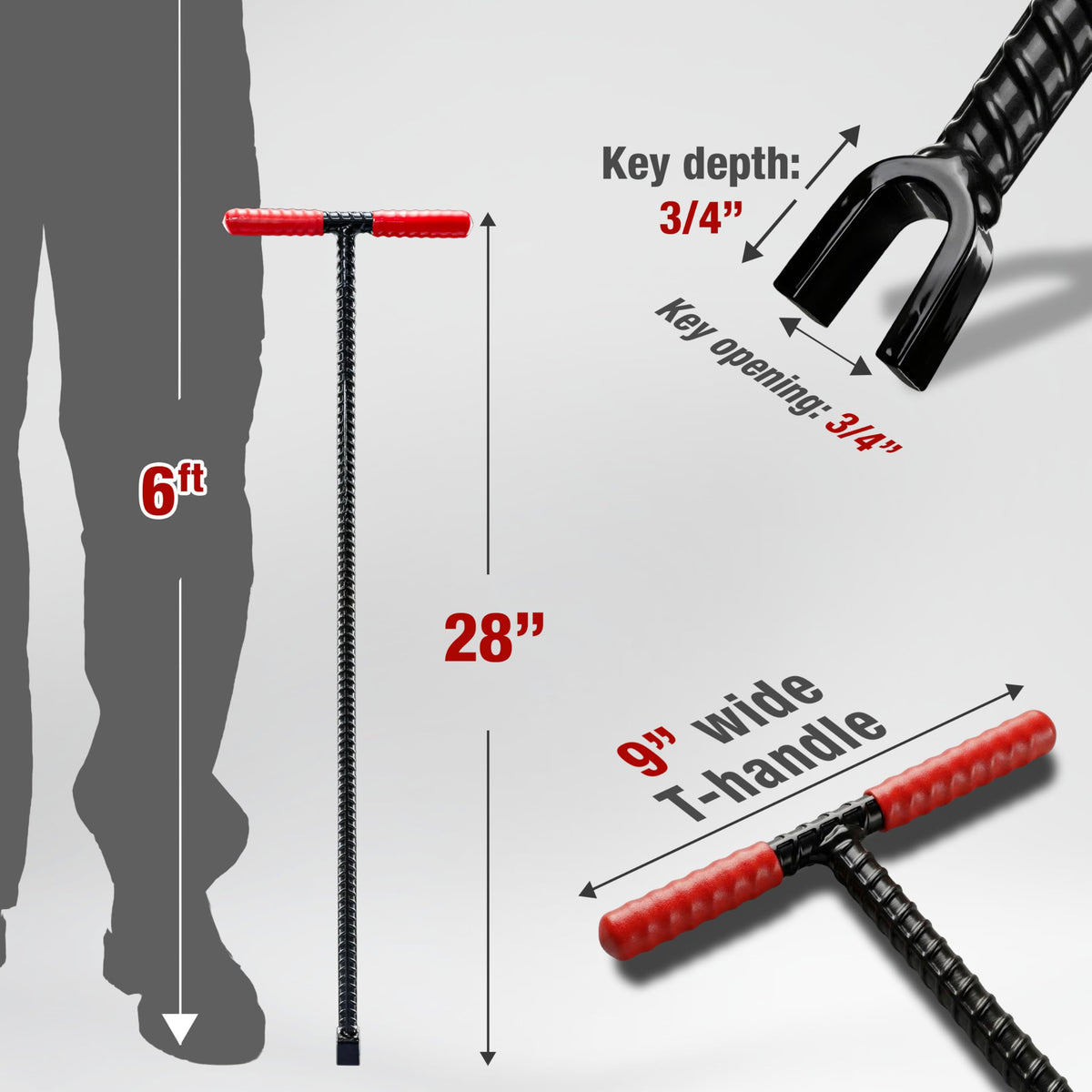 Homestead 9-inch T-handle provides two-hand leverage for control