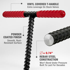 HOMESTEAD 9-inch vinyl T-handle delivers torque for stubborn shutoffs.