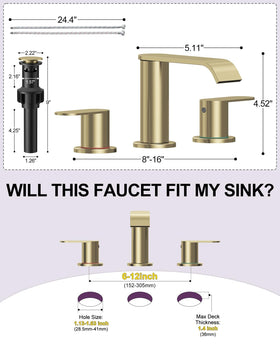 Homevacious 8-inch widespread faucet showcases three-hole setup