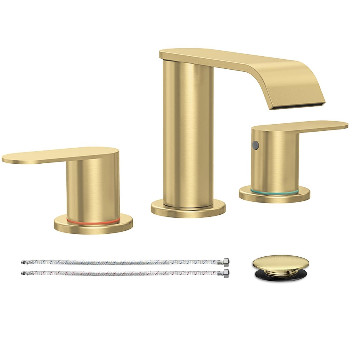 Homevacious brushed gold faucet with waterfall spout for elegant bathroom styling