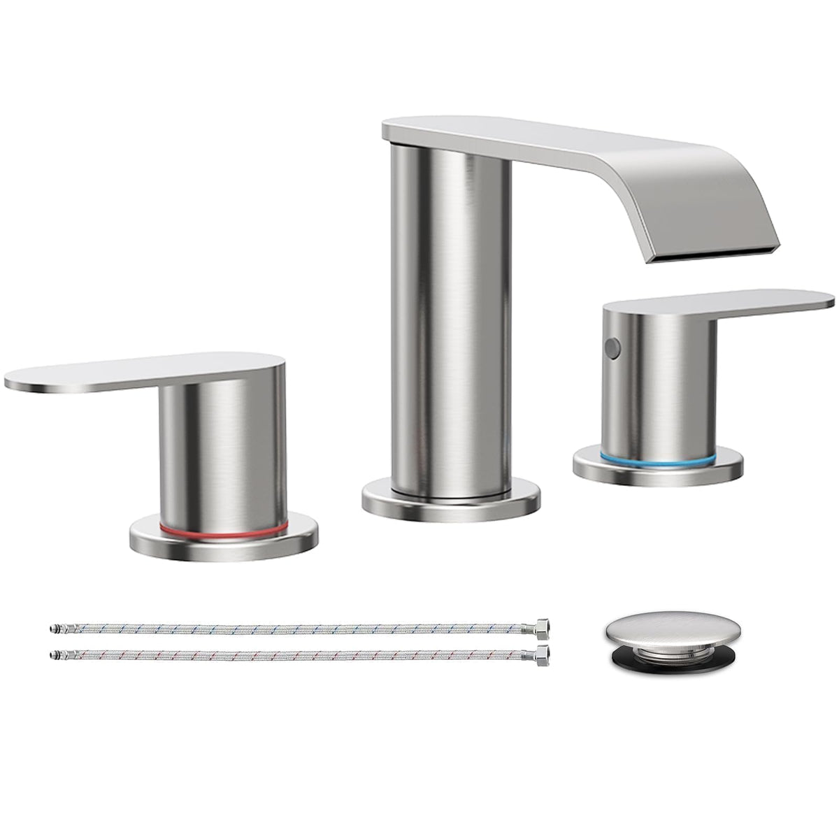 Homevacious brushed nickel waterfall spout for smooth flow and minimal splash.