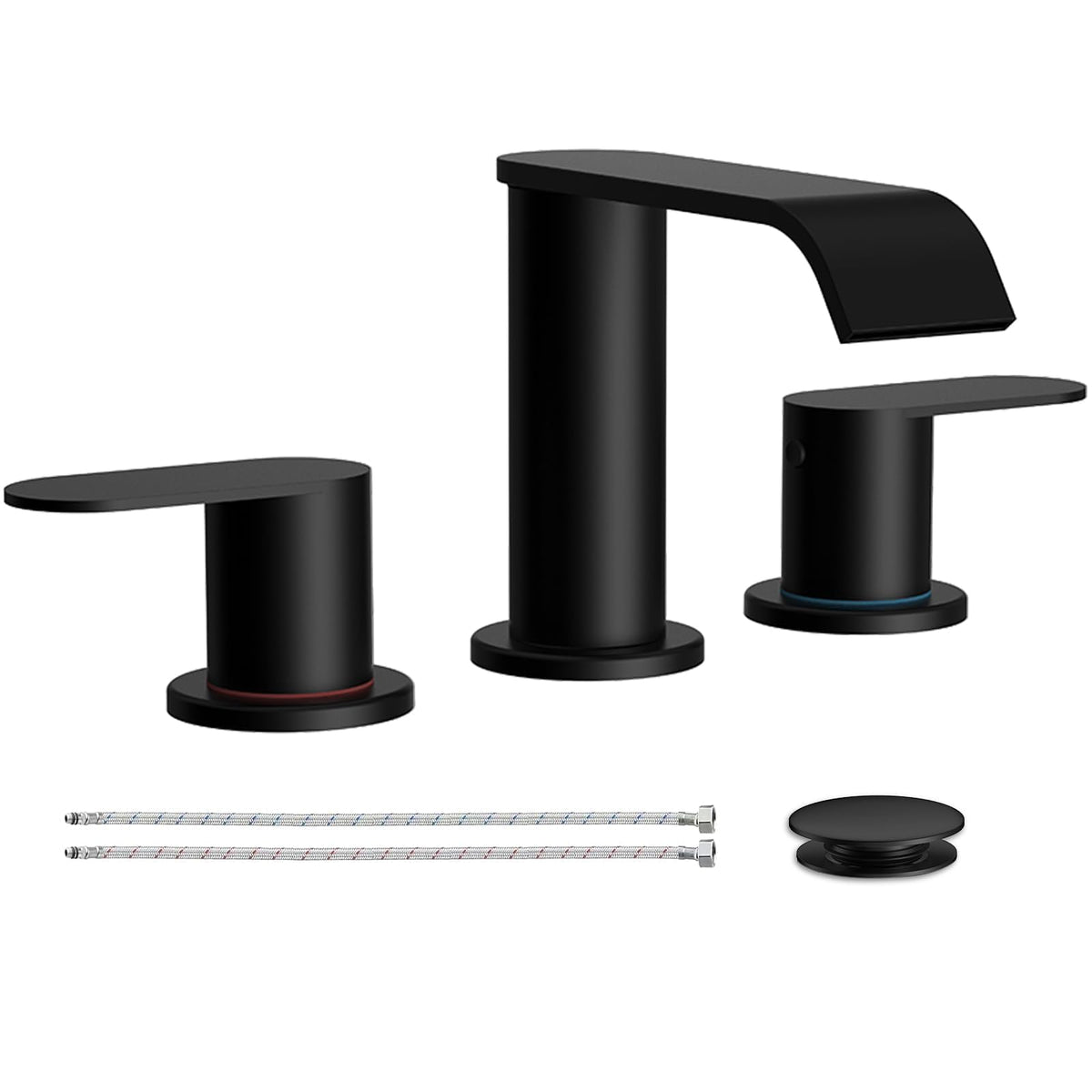 Homevacious matte black waterfall faucet with wide spout design reduces splashes