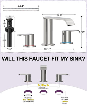 Homevacious 360° swivel spout and dual handles for precise temp.