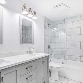 Homewerks 7140-110 bath fan built-in light and nightlight for ambiance.