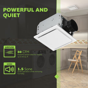 Homewerks 7140-80 bath fan duct connection demonstrates easy venting setup