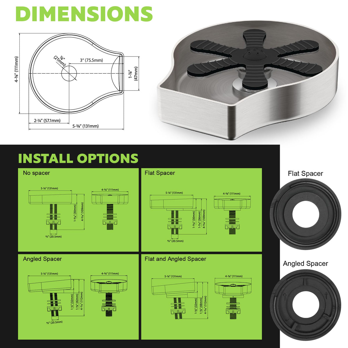 Homewerks Glass Rinser delivers 1.2 GPM flow for efficient rinsing.