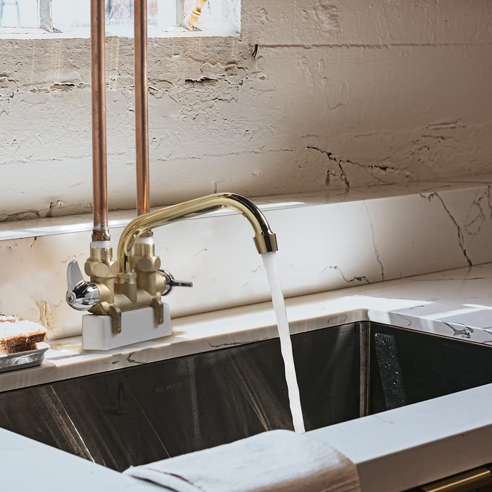 Homewerks laundry faucet with 7 inch swivel spout provides easy reach around the tub.