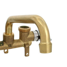 Homewerks rough brass housing adds warmth and durable performance in a utility space.