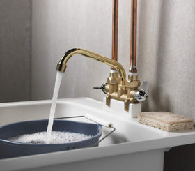 Homewerks laundry faucet garden hose connection enables hose-based tasks and cleaning.
