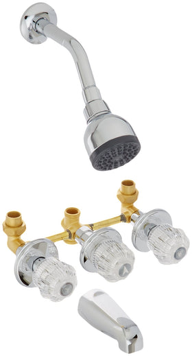 Homewerks Worldwide three-handle tub and shower faucet chrome finish for timeless bathroom style