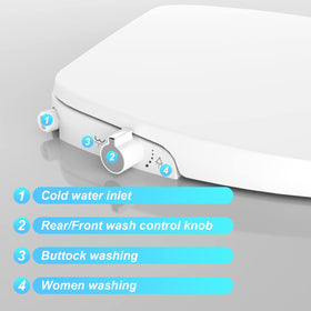 Homfan bidet seat dual nozzles provide front and rear cleansing options