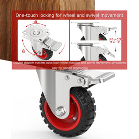 Homhoo 5-inch caster with dual locking highlights safety and position control.