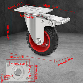 Homhoo 5-inch swivel caster wheel with 125mm diameter demonstrates smooth, quiet roll.