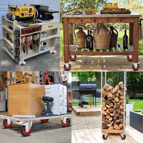 Homhoo 4-pack setup ideal for workbenches, carts, and light equipment.