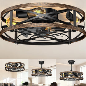 HOMIFORCE caged ceiling fan with lights in 20-inch size for ambient airflow and style