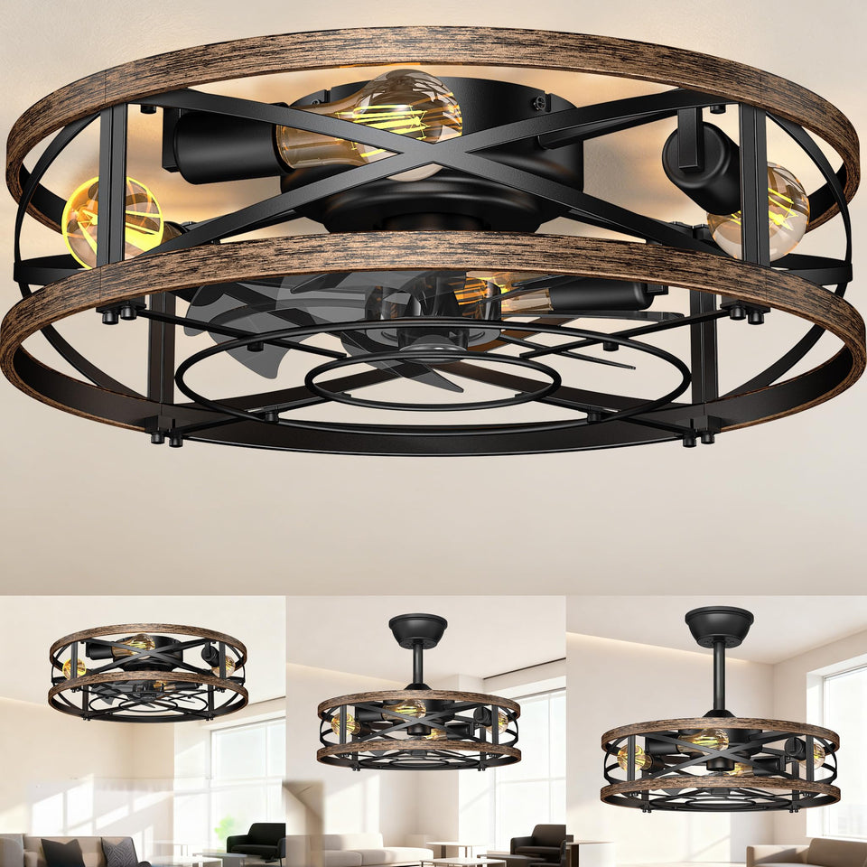 HOMIFORCE caged ceiling fan with lights in 20-inch size for ambient airflow and style