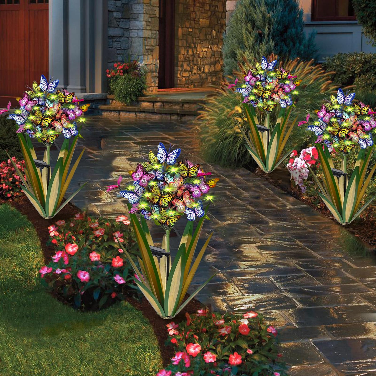 Homight color-changing solar butterflies create magical nighttime ambiance.