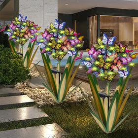 Homight solar agave iris butterflies lights illuminate gardens with color-changing glow.