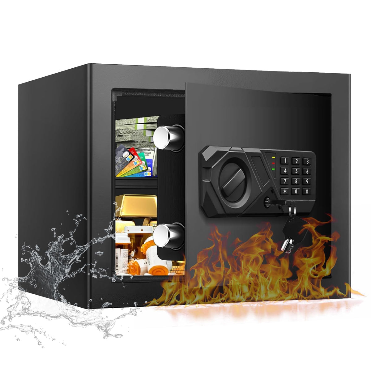 Homirxan 1.2-Cub Small Safe front view for discreet home privacy and storage.
