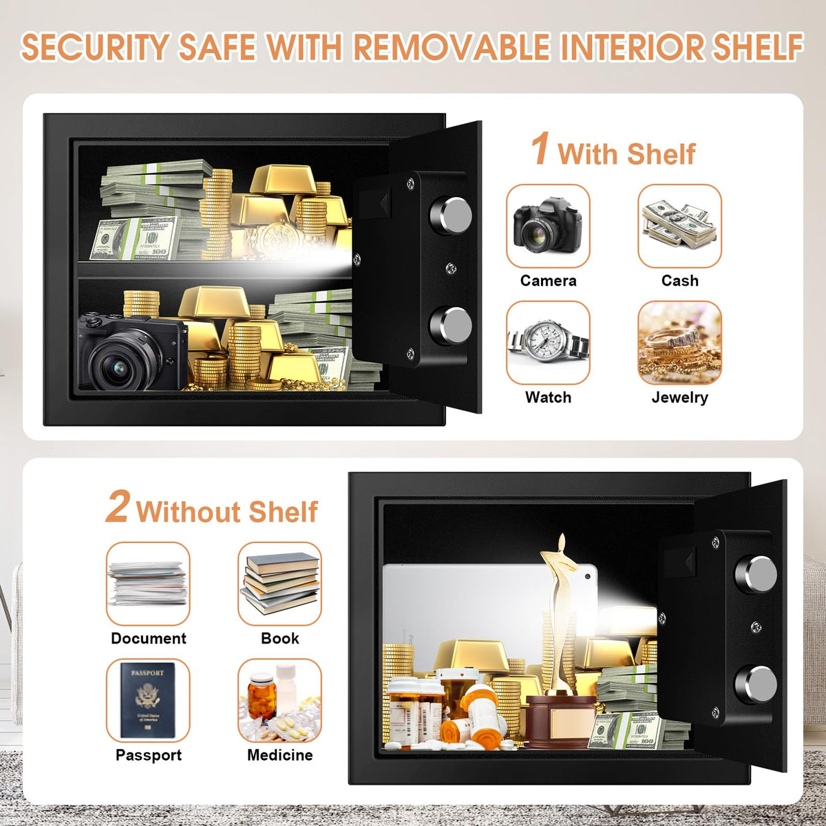 Solid steel construction offers reinforced protection against forced entry.