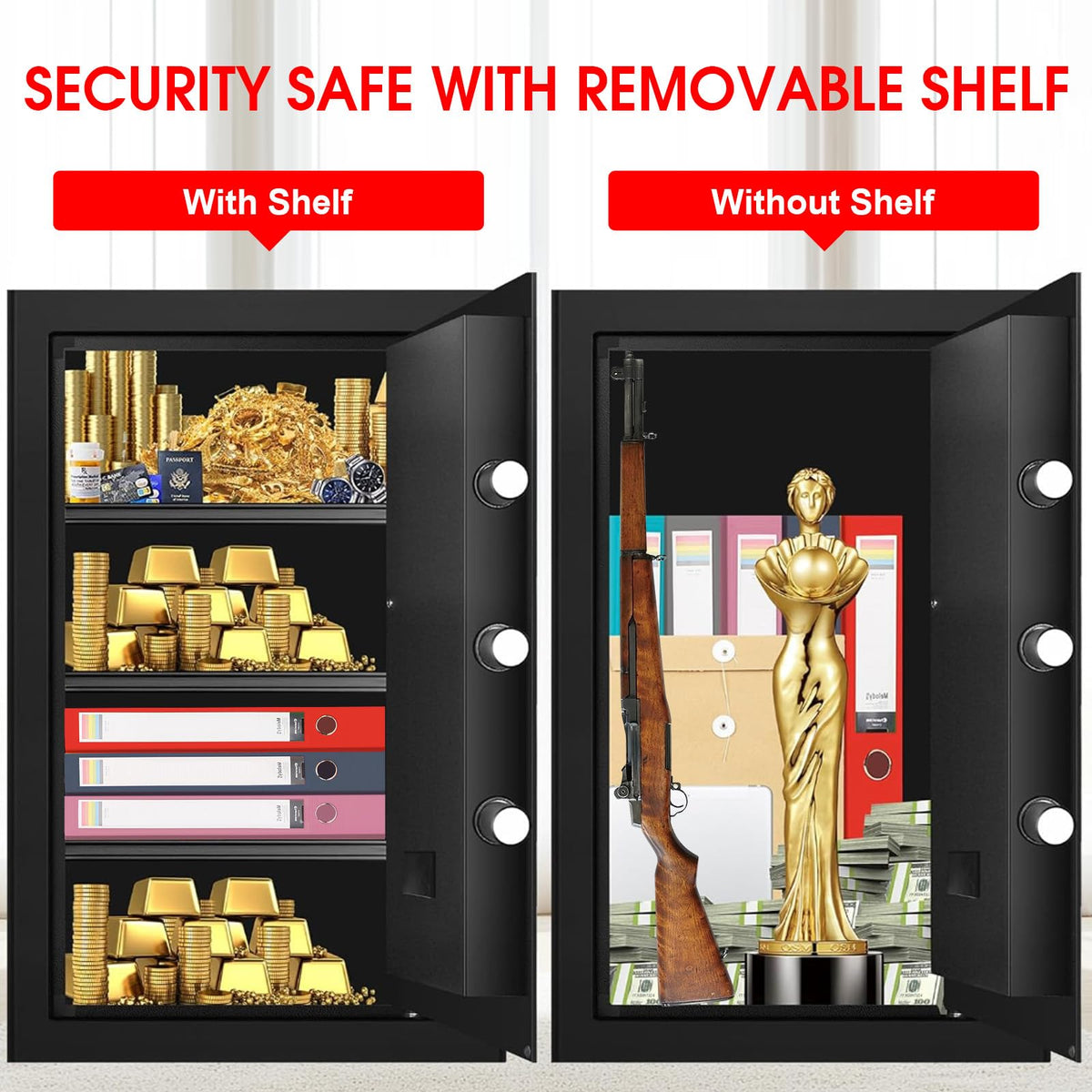 Homirxan 5.2-Cub removable shelves enabling flexible organization.