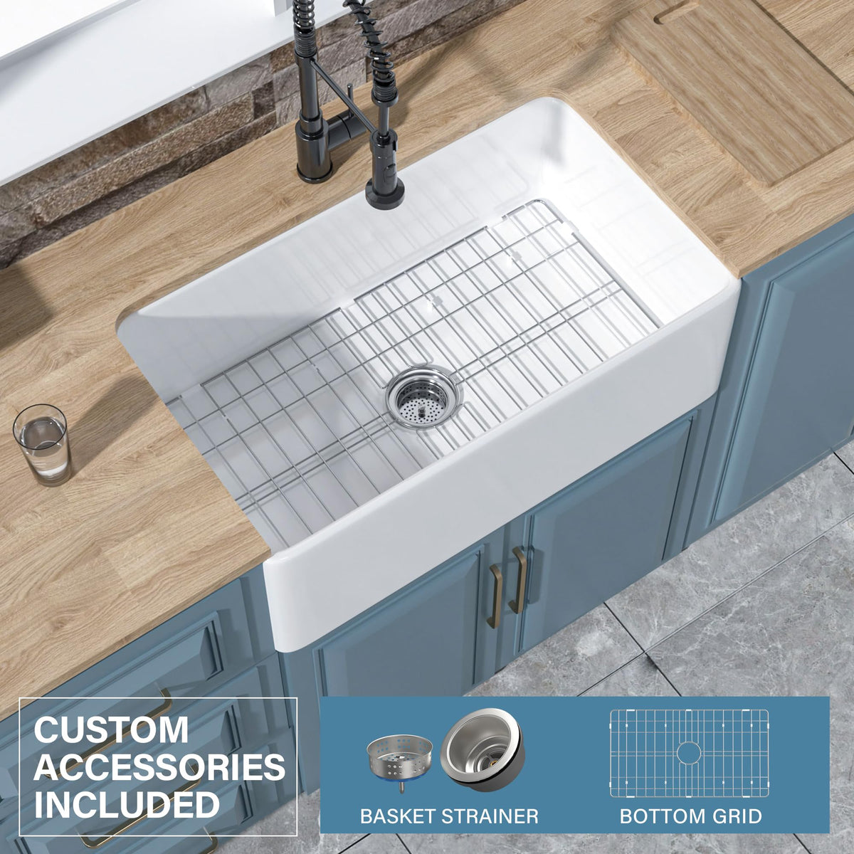 HOMLYLINK included bottom grid protects dishes and speeds drying