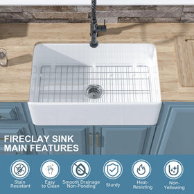 HOMLYLINK fireclay sink heavy-duty build suitable for daily kitchen use